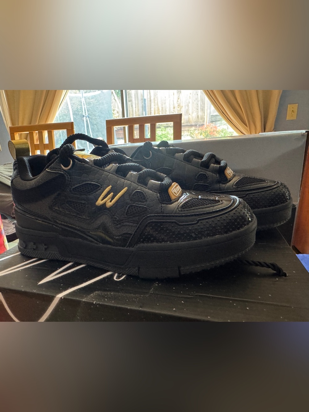 Men's Black Sneakers with Gold Accent - Brand